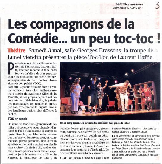 Toc toc midi libre avril 2014